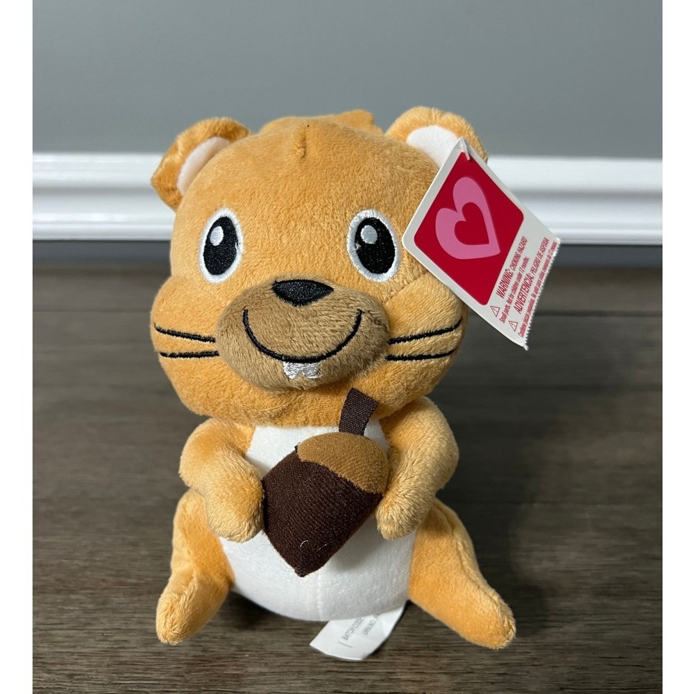 Walmart Small Furry Squirrel Plush Stuffed Animal with Acorn Tan White 6" NWT